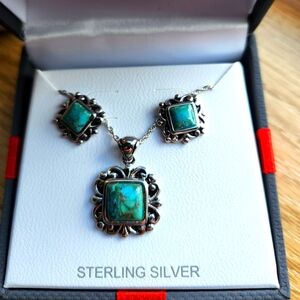 SS Turquoise Necklace and Earrings